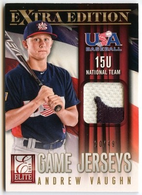 2013 Elite Extra Edition ANDREW VAUGHN Game Used National Jersey Patch #/49