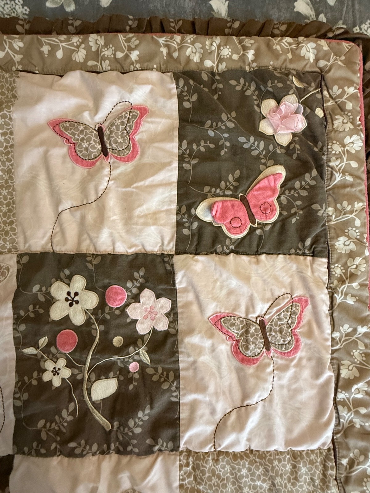 CoCaLo Baby Mia Rose Blanket  Flowers Ruffle Butterflies Pink