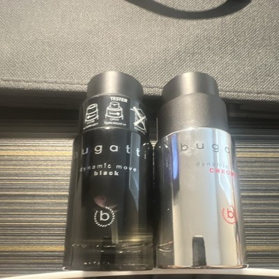 Bugatti Dynamic Move Black & Chrome Eau de Toilette Spray Tester 3.4 oz BUNDLE