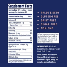 NativePath Collagen PM Chocolate with Magnesium & Melatonin, GABA, 20 Servings