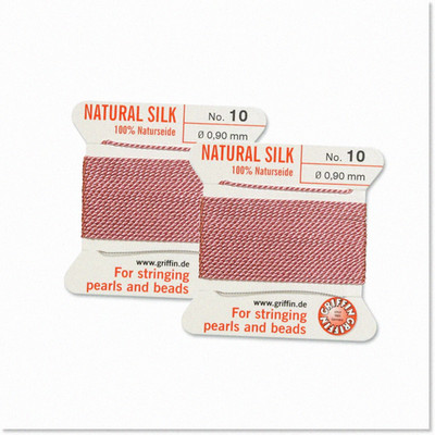 Two Pink Silk Beading Cord and Needle Set
