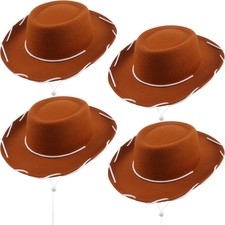 4 Pack Children Cowboy Hats Felt Cowgirl Hat Western Cowboy Hat for Kids West...