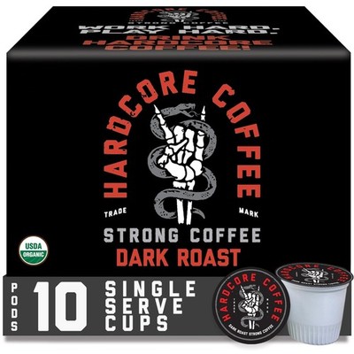 10 Count Hardcore Single Serve Coffee Pods Keurig K Cup High Caffeine Strong