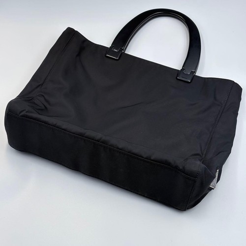 PRADA Nylon Leather-Trim Tote Bag Black Unisex Authentic Re-Nylon Collection
