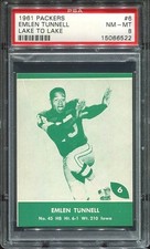 1961 Lake to Lake Packers #6 Emlen Tunnell PSA 8 Green Bay SP HOF Univ. of Iowa