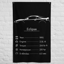 Eclipse 1995 Car Silhouette Flag 3x5 ft Garage Banner Man Cave Wall Decor Gift