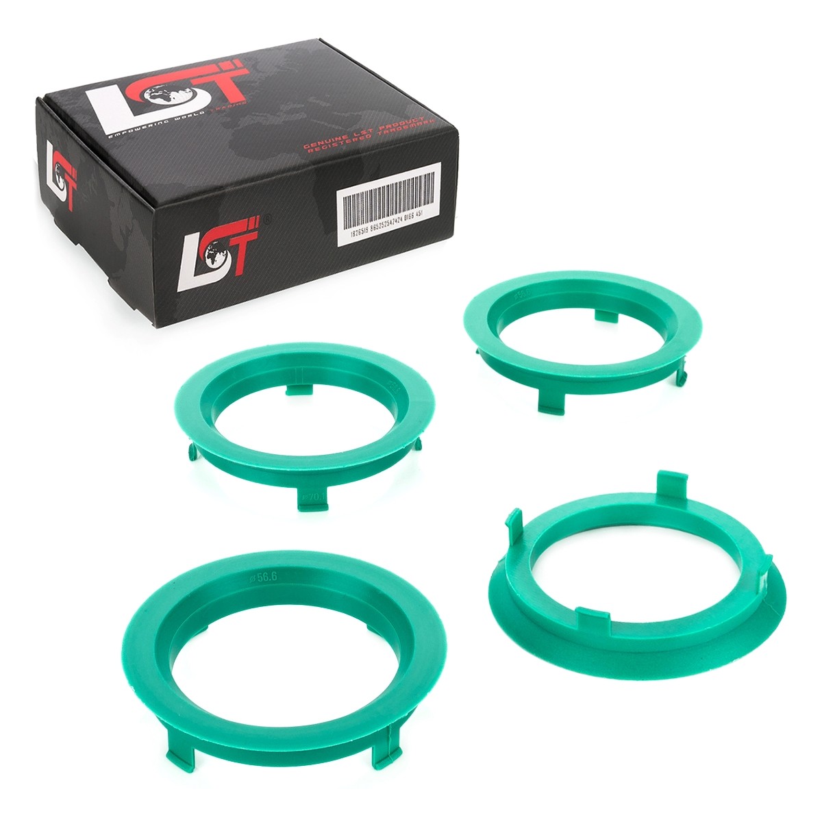 4X Center Rings Spacers Turquoise Alloy Wheels Ø 56.6Mm - Ø 70.1Mm For PORSCHE