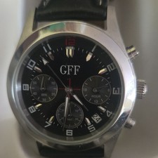 GFF Herren Armbanduhr Chronograph Datum schwarz/silber Edelstahl 30 m