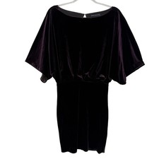 Urban Outfitters Dress Womens Small Purple Velvet Dolman Sleeve Open Back Mini