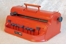 Red Perkins Brailler Immaculate Condition Fully Tested - FREE GLOBAL POSTAGE