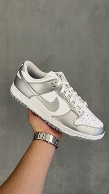 Nike Dunk Low White Metallic Silver Sneaker - Größe/Size 43 Neu Unisex