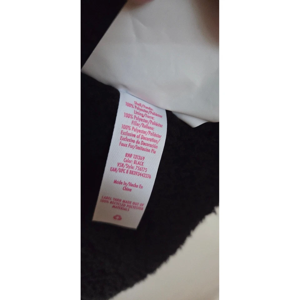 Chaqueta de invierno Justice Girls negra brillante acolchada de piel sintética con capucha talla XL (16/18) Foto 3 de 4