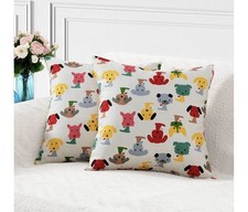 Throw Pillow Cover Cute Dogs and 18  x18  Pack of 2 