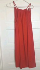 Splendid Orange Summer Dress Size Small Beach Drawstring Neckline Midi