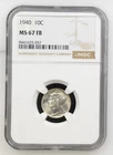 1940 Mercury Dime NGC MS67 FB Superb Gem Full Bands Blast White Beauty Rare Coin