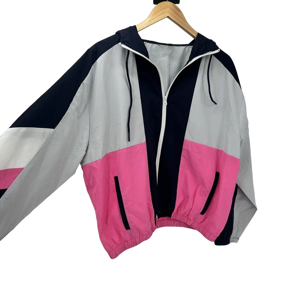 Chaqueta cortavientos Betsey Johnson para mujer grande cortavientos ligera gris rosa azul Foto 2 de 4