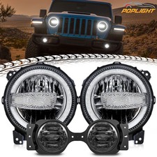 9" LED Headlight 4'' Fog Light For Jeep Wrangler JL Rubicon 2018-2024 Gladiator
