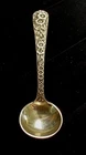 S KIRK & SON STERLING SILVER REPOUSSE FLORAL OPEN SALT SPOON w MONOGRAM "S"