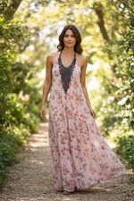 Coco + Jaimeson Floral Maxi Dress Womens Size Large Sleeveless Blush Pink