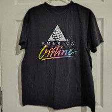 Vintage America Offline Parody Graphic T-Shirt Black AOL Tech Humor 90s Y2K