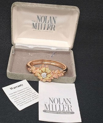 Vintage Nolan Miller Parc De Bagatelle Rhinestone Floral Bracelet 