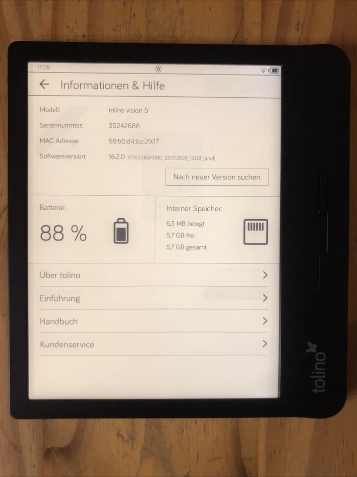 Tolino Vision 5 7" 8GB [Wi-Fi] schwarz Top - Bild 3 von 4