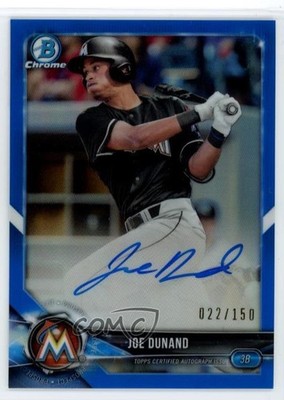 2018 Bowman Chrome Prospect Blue Refractor /150 Joe Dunand #BCPA-JD Auto 6o3