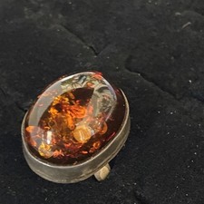 Vintage Large Baltic Amber 925 Sterling Silver Statement Ring Sz 9.25