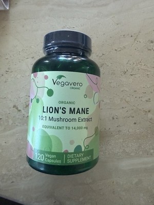 Vegavero Organic Vegan Lion's Mane Mushroom Extract 14000mg 120 Capsules