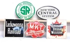 Vintage 1954 Post Sugar Crisp Cereal Railroad Emblems Lot of 5 Tin Signs