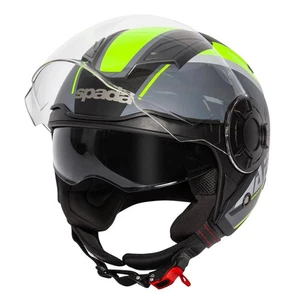 Spada Lycan Strobe Open Face Motorcycle Helmet Matt Black Yellow