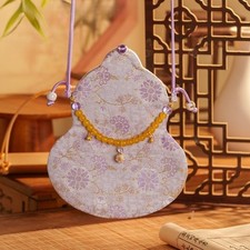 Chinese Gourd Shape Pouch Women Beaded Hanfu Crossbody Bag Faux Brocade Handbag