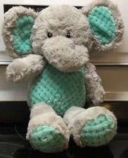 Spark Create Imagine Gray Elephant Teal Tummy Plush Rattle Crinkle Ears 15"