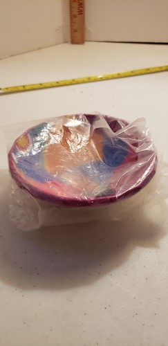 Vtg Hand Paint 4" Talavera Salsa Bowl Mexico Birds Terracott - Picture 5 of 5