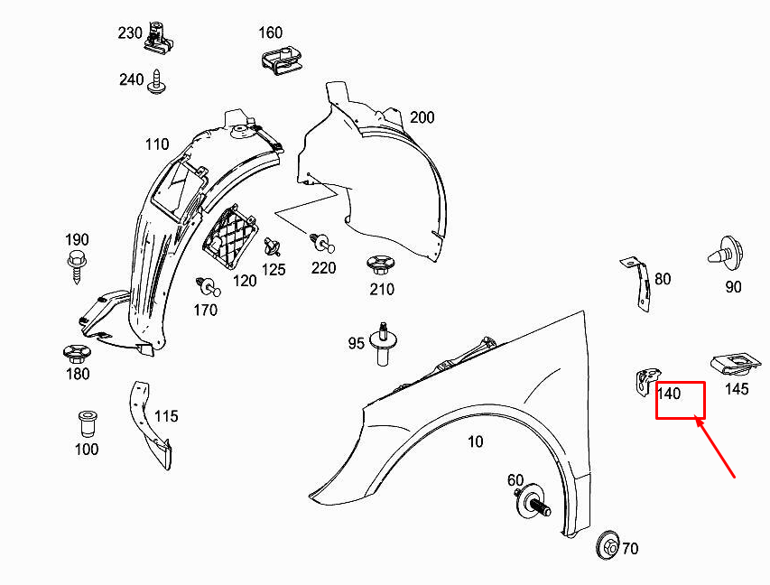 MERCEDES-BENZ R W251 Innenkotflügelhalterung vorne A2518810014