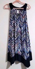 En Focus Women 16W Sleeveless Chevron Print Dress Handkerchief Hem