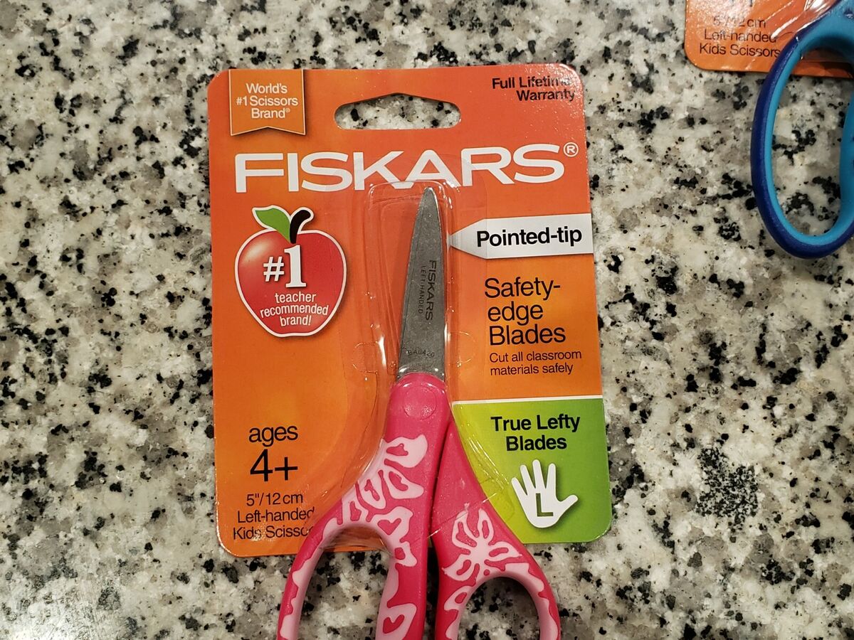NEW Fiskars Pointed Tip LEFTY Kids Scissors Left Handed PINK, PURPLE/BLUE,  5