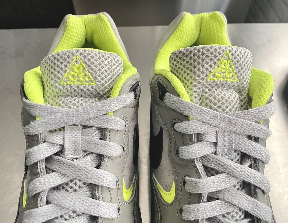 NIKE ACG AIR WILDWOOD UTILITY SNEAKERS GRAY/BLACK/VOLT-GREEN NIKE ACG AIR WILDWOOD UTILITY SNEAKERS GRAY/BLACK/VOLT-GREEN