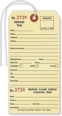 repair tags 6.25 x 3.125 10 point manila tag reninforced  eyelet RP1000MN