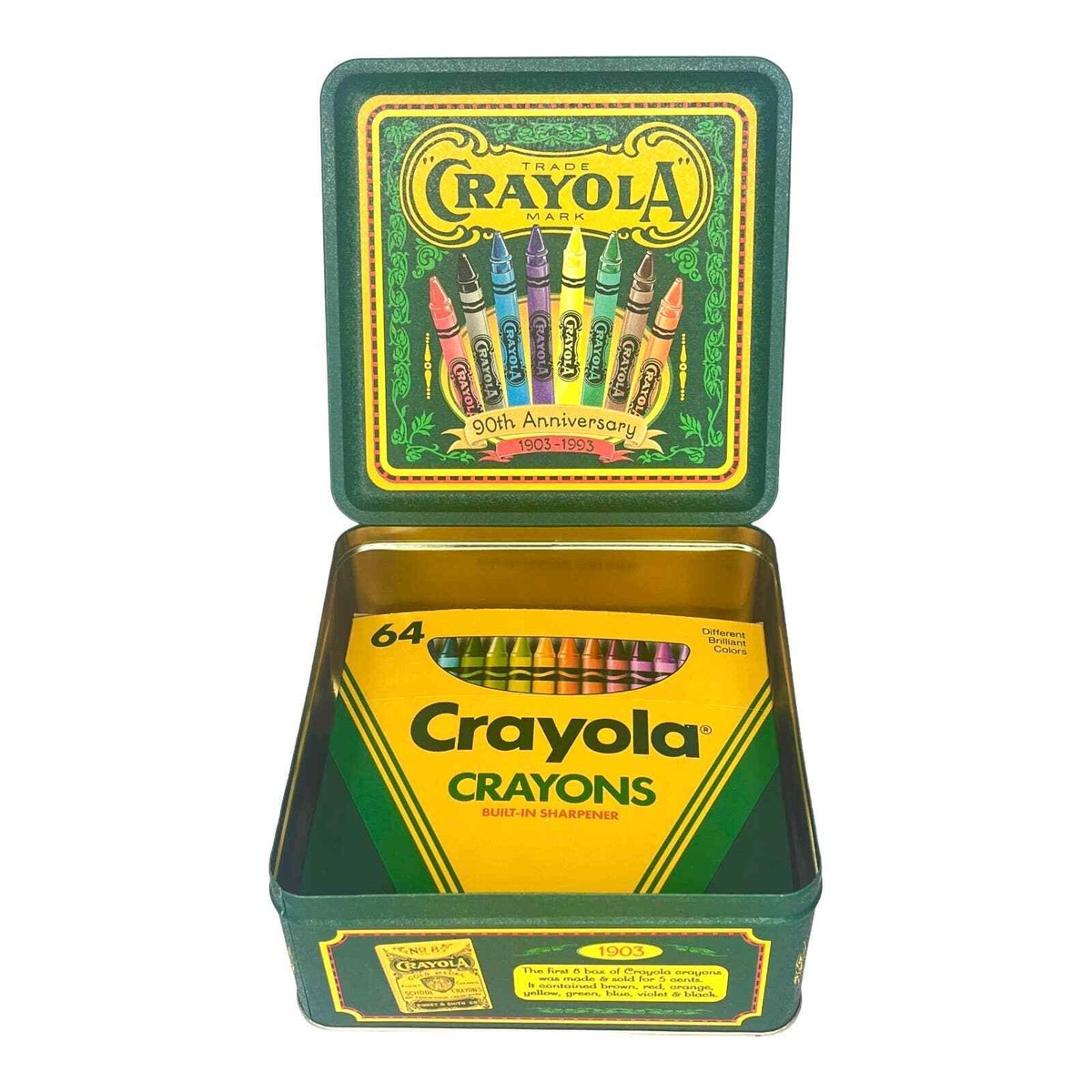 Crayola 90th Anniversary TIN + Classic Box 64 CRAYONS 1903-1993
