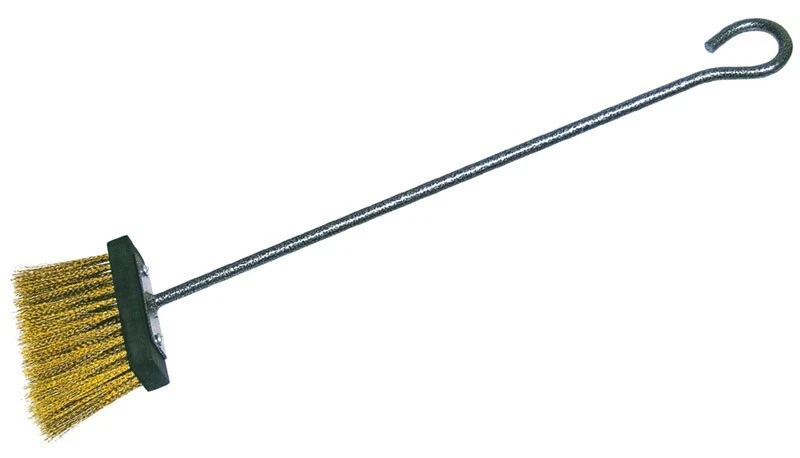UTILIA SCOPA SCOPINO IN OTTONE PER CAMINO CM 49 CAMINETTO BARBECUE SPAZZOLA SPAZZOLINO