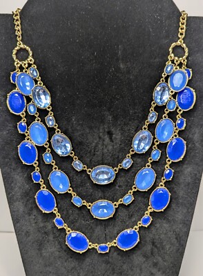 Vintage SHB Shoffel Brothers 3 Strand Beautiful Blues Layered Statement Necklace