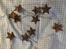 DLCC~Rusty Tin Stars 60" wire garland with 10-- 2.2" Stars Primitive home decor