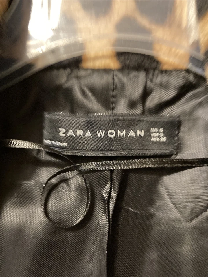 Zara Womens Size S Leopard Print/Black Color Block Wool Coat-Open Drape Jacket - Image 4 of 4