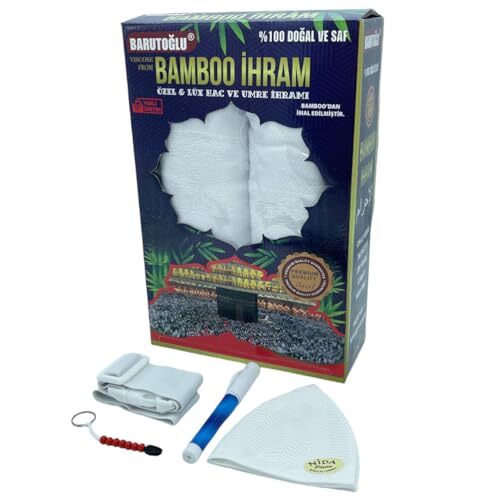 Islamic Men's Ihram Set for Hajj Umrah Set of 2 Bamboo Cotton Towels 110 x 220cm - Picture 1 of 8