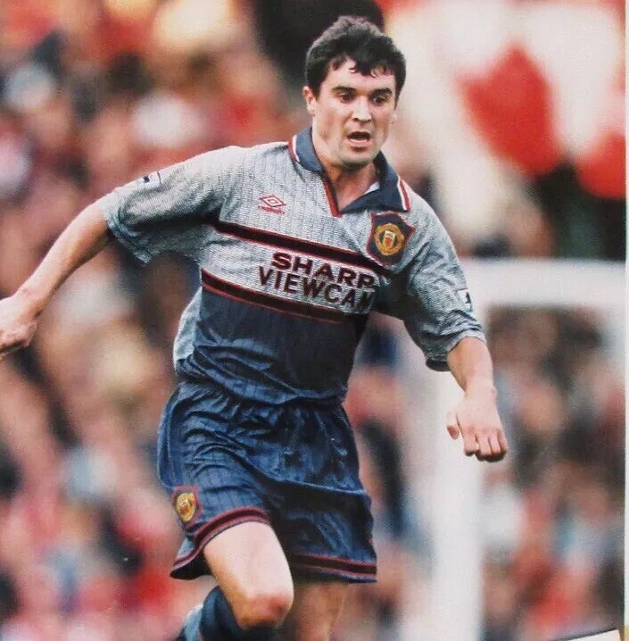 Manchester United 95/96 Double Winners Invisible Grey Shirt Roy