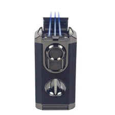 Triple Flame Cigar Torch Lighter with Cigar Punch Cutter  Father gift