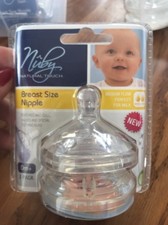 New Nuby Natural Touch Breast Size Nipple 2 pack Medium Flow Nipple