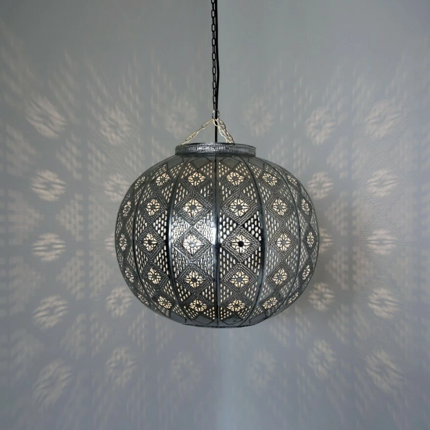 Lampada A Sospensione Marocchina MIMOSA KUGEL Argento Metallo - Immagine 3 di 4