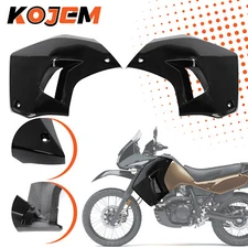 2PCS Left & Right Radiator Shrouds Painted Black For Kawasaki KLR650 2008-2018